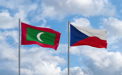 Czech Republic and Maldives flags, country relationship concept