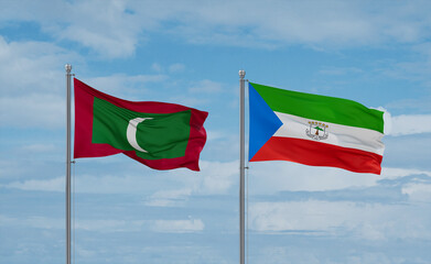 Equatorial Guinea and Maldives flags, country relationship concept