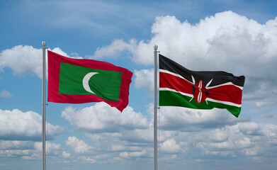 Kenya and Maldives flags, country relationship concept