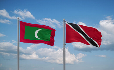 Trinidad and Tobago and Maldives flags, country relationship concept