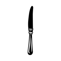 knife for steak - black silhouette, vector illustrator.