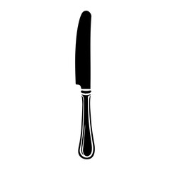 knife for steak - black silhouette, vector illustrator.