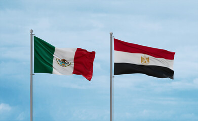 Egypt and Mexico flags, country relationship concept