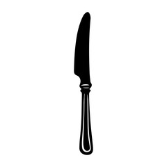 knife for steak - black silhouette, vector illustrator.