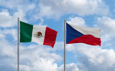 Czech Republic and Mexico flags, country relationship concept