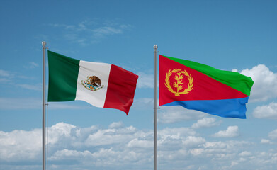 Eritrea and Mexico flags, country relationship concept