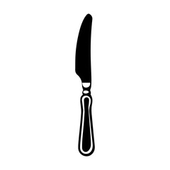 knife for steak - black silhouette, vector illustrator.