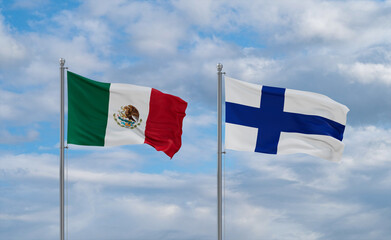 Finland and Mexico flags, country relationship concept