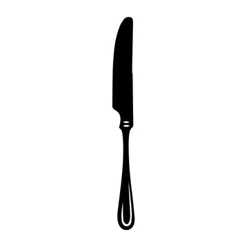 knife for steak - black silhouette, vector illustrator.