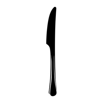 knife for steak - black silhouette, vector illustrator.