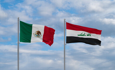 Iraq and Mexico flags, country relationship concept