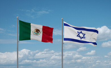 Israel and Mexico flags, country relationship concept