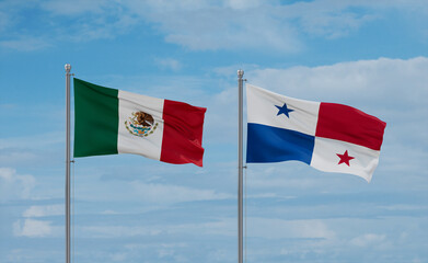 Panama and Mexico flags, country relationship concept