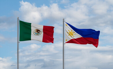 Philippines and Mexico flags, country relationship concept