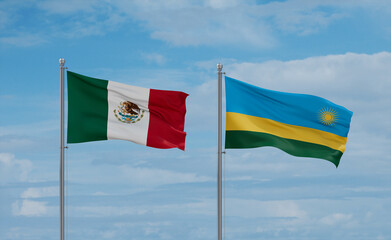 Rwanda and Mexico flags, country relationship concept