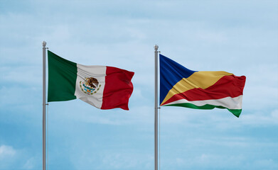 Seychelles and Mexico flags, country relationship concept