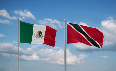Trinidad and Tobago and Mexico flags, country relationship concept