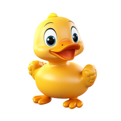 Cutout cute cartoon duck toys character isolated on white background,funny yellow rubber duck