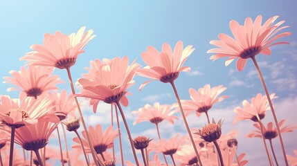 Realistic Idyllic daisy bloom in spring, Duotone capture