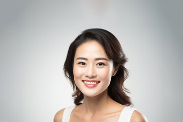 Beautiful face of young woman and skin care with healthy facial skin natural makeup.