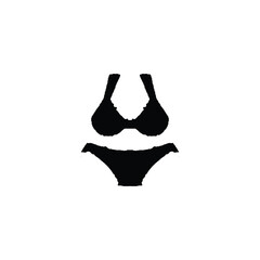 Bikini icon. Simple style clothe shop summer collection poster background symbol. Bikini brand logo design element. Bikini t-shirt printing. Vector for sticker.