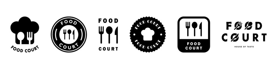 Food court - collection of vector signs. Cafe or restaurant signs.