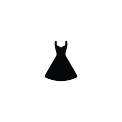 Woman dress icon. Simple style Woman dress shop poster background symbol. Woman dress brand logo design element. Woman dress T-shirt printing. Vector for sticker.