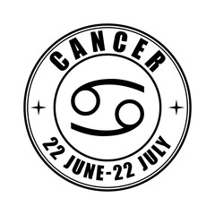Cancer Zodiak sign, logo, printable art for t-shirt, black destressed texture logotype for web, mobile apps and ui. Astrology, zodiak , esoteric,  constellation logo for print Collection of symbols 