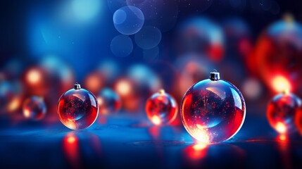 christmas lights blue balls background