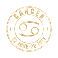 Cancer Zodiak sign, logo, printable gold for t-shirt, black destressed texture logotype for web, mobile apps and ui. Astrology, zodiak , esoteric,  constellation logo for print Collection of symbols 