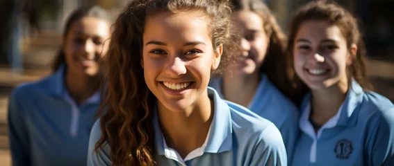 Poster Lächelnde Teenager-Spielerin im blauen Trikot © PhotoArtBC