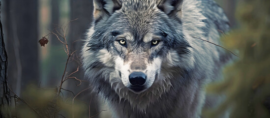 Fototapeta premium wolf in the woods, AI generated.