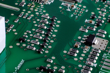 Obraz premium Electronic components on a board close-up