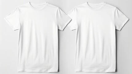 Two White T-shirts on a one color background. Mock up. Blank for creating promotional products with...