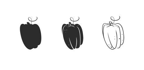 Hand drawn vector abstract graphic,black and white silhouette autumn vegetable,harvest thanksgiving and Halloween pumpkin set.Halloween outline autumn vegetable harvest design concept.Autumn symbol.