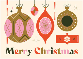 Christmas greetings card with Christmas vintage ornements © Meier