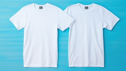Two White T-shirts on a one color background. Mock up. Blank for creating promotional products with prints and logo