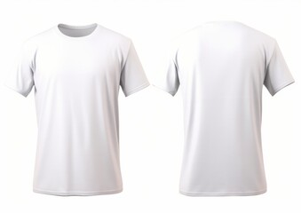 Front and back views mockup of t-shirt on white background, tshirt mockup