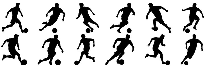 Football silhouettes set, large pack of vector silhouette design, isolated white background