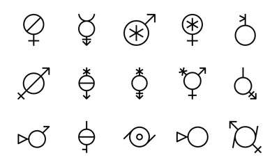 Fototapeta na wymiar Outline icons set for Sex gender.