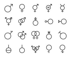 Outline icons set for Sex gender. - obrazy, fototapety, plakaty
