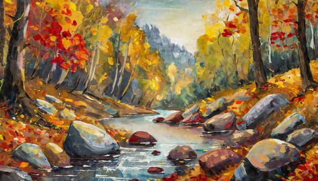 watercolor painting on the river