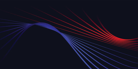Abstract wave red and blue lines vector banner. - obrazy, fototapety, plakaty