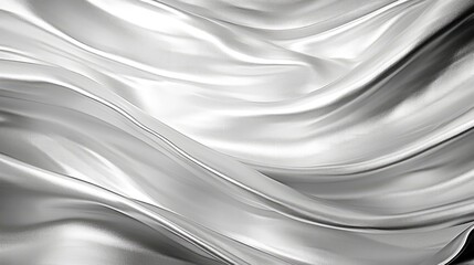 Close up of silver silk background, Abstract white cloth fabric wave