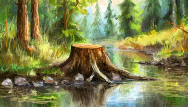 tree in the forest Painting illustration
