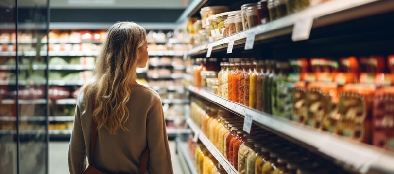 Woman Choosing Groceries In A Store Generative AI