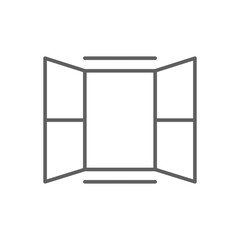 Opened window icon. Simple outline style. Open window, frame, room, house, home interior concept. Thin line symbol. Vector illustration isolated. Editable stroke.