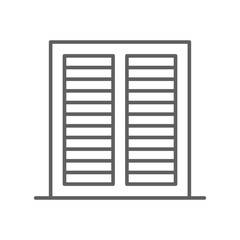 Window with roller blinds icon. Simple outline style. Blind, closed, construction, room, house, home interior concept. Thin line symbol. Vector illustration isolated. Editable stroke.