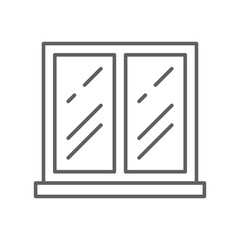 Glazed window icon. Simple outline style. Double glazing, window frame, room, house, home interior concept. Thin line symbol. Vector illustration isolated. Editable stroke.