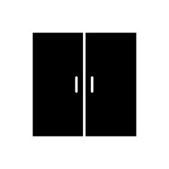 Double doors icon. Simple solid style. Door, close, enter, exit, entrance, front, doorway, house, home interior concept. Silhouette, glyph symbol. Vector illustration isolated.